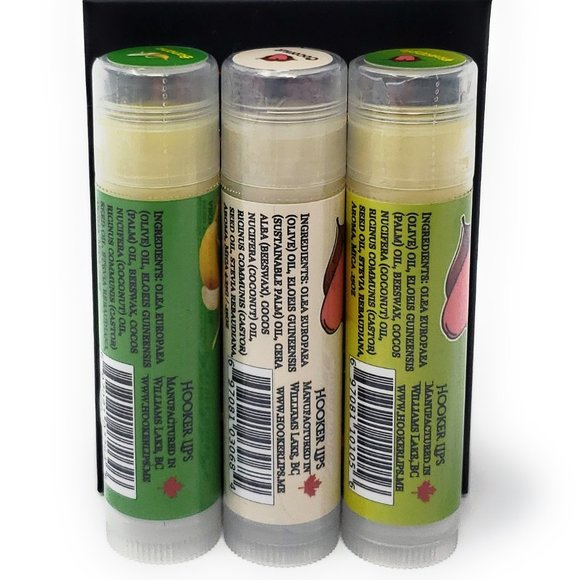 Hooker Lips Luxury Lip Balm Banana, Coconut & Pineapple Variety 3 Pack - Picture 2 of 3